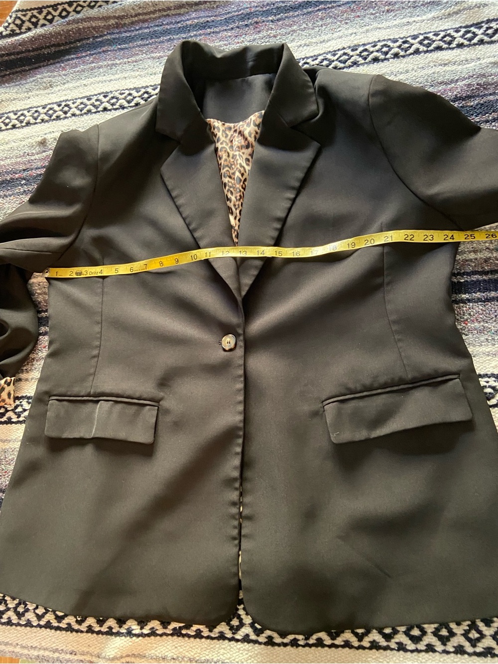 NWOT Black 3XL Single-Button Women's Blazer Jacket Leopard Print Lining - Picture 3 of 13